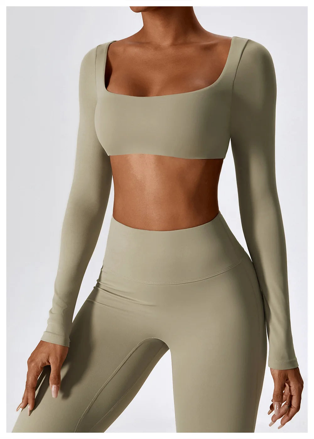 Yoga Shirts Fitness Long Sleeve Women Sport Crop Top Women Square Neck Gym Top Yoga T-Shirt Clothing Casual Quick Dry Sportswear