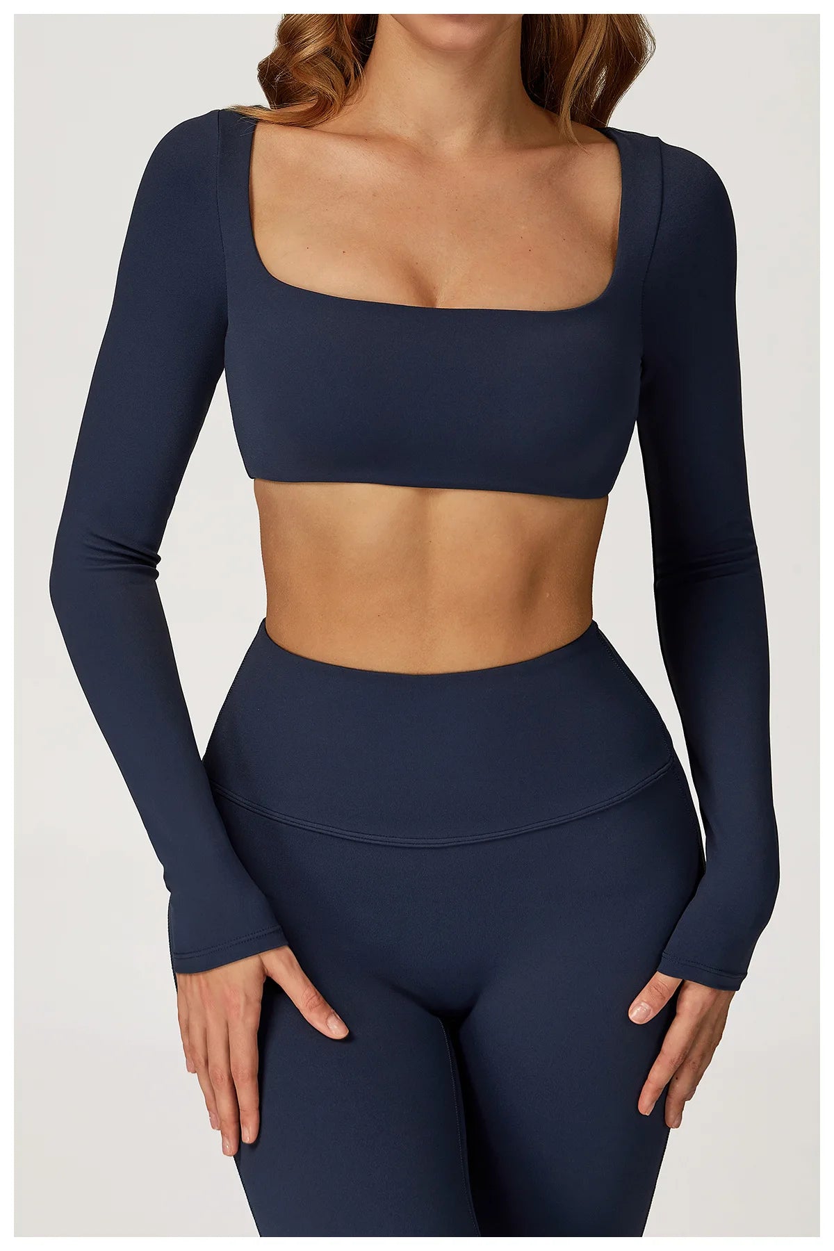 Yoga Shirts Fitness Long Sleeve Women Sport Crop Top Women Square Neck Gym Top Yoga T-Shirt Clothing Casual Quick Dry Sportswear