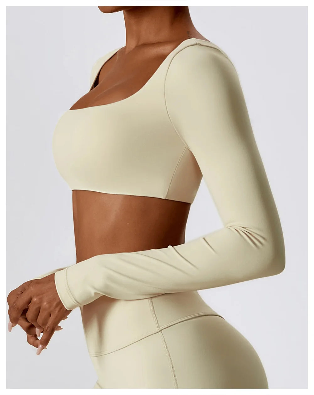 Yoga Shirts Fitness Long Sleeve Women Sport Crop Top Women Square Neck Gym Top Yoga T-Shirt Clothing Casual Quick Dry Sportswear