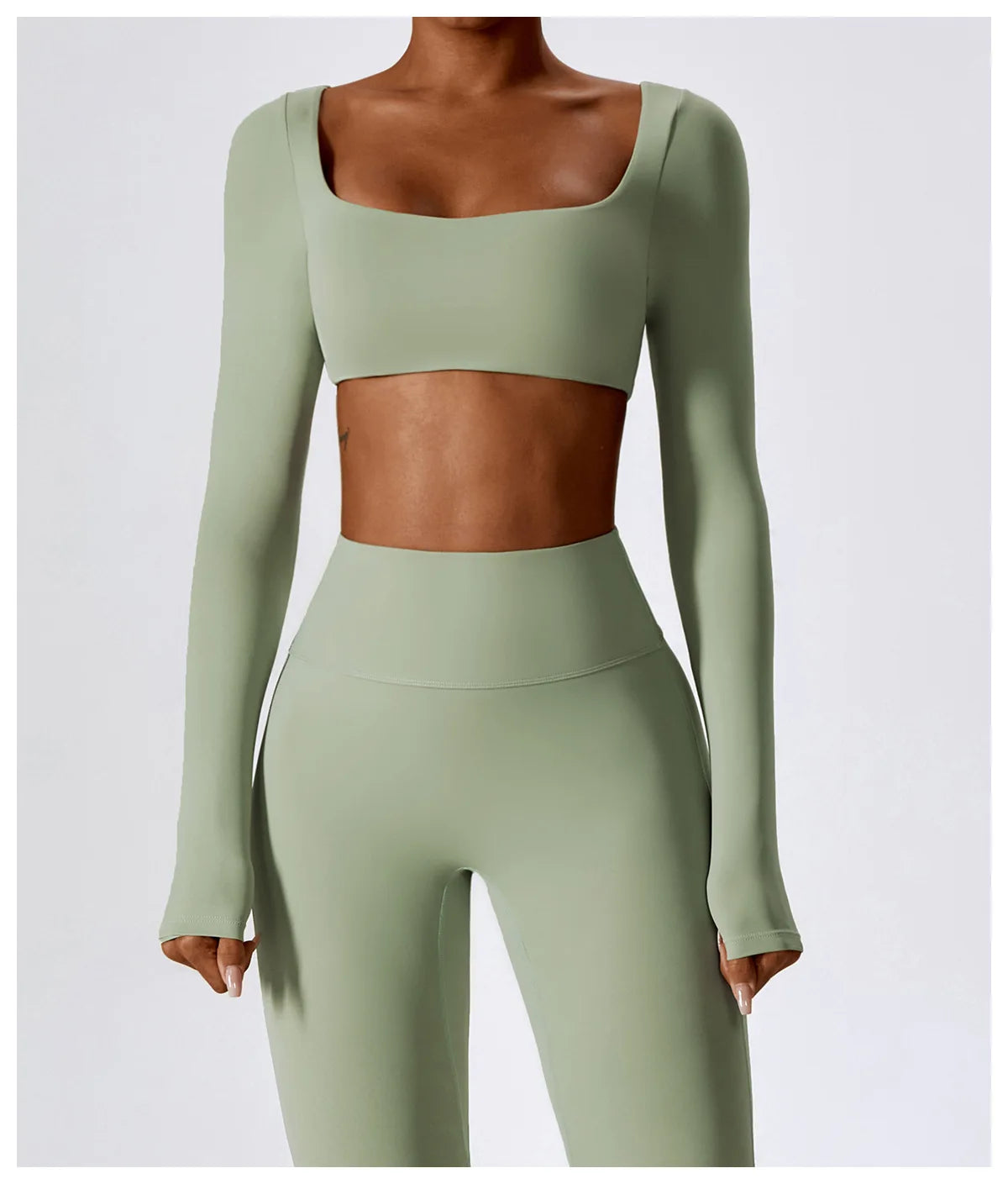 Yoga Shirts Fitness Long Sleeve Women Sport Crop Top Women Square Neck Gym Top Yoga T-Shirt Clothing Casual Quick Dry Sportswear