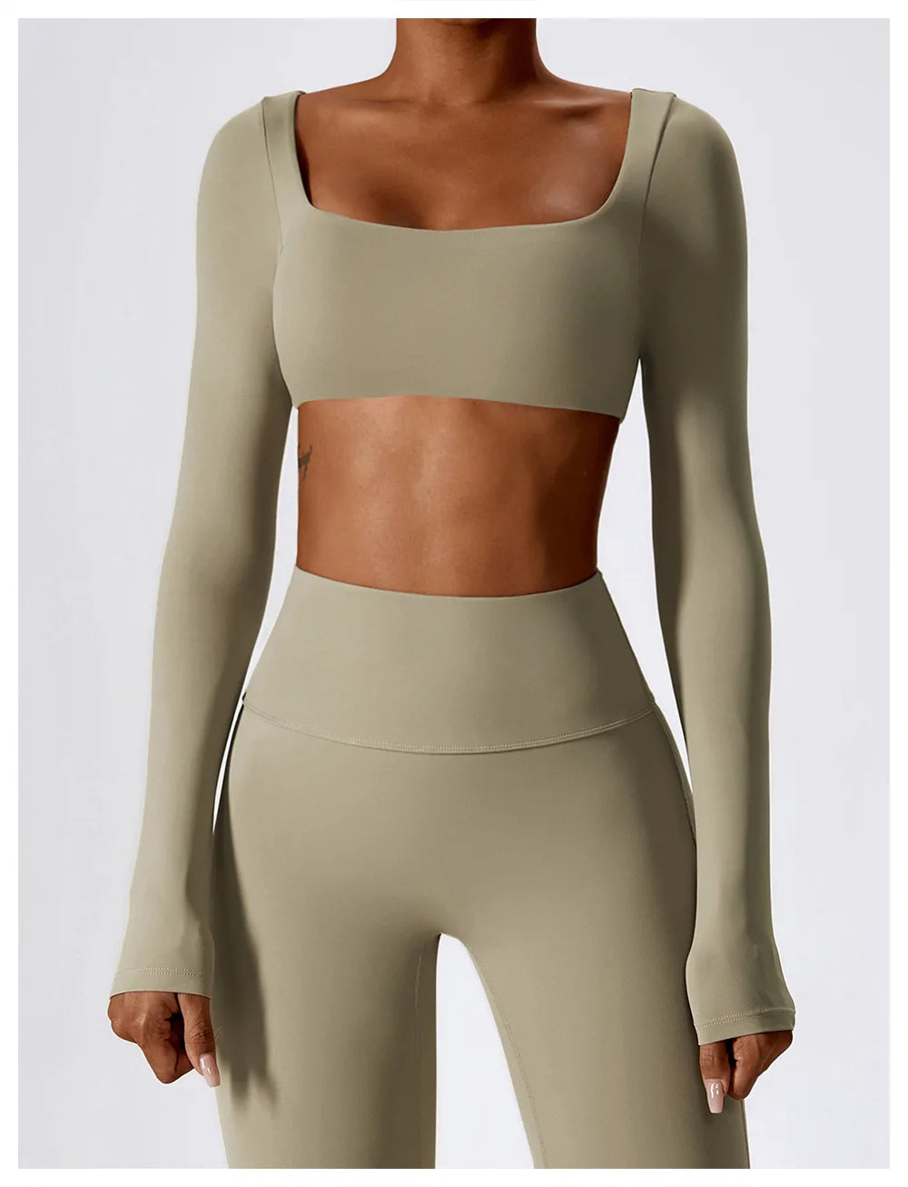 Yoga Shirts Fitness Long Sleeve Women Sport Crop Top Women Square Neck Gym Top Yoga T-Shirt Clothing Casual Quick Dry Sportswear