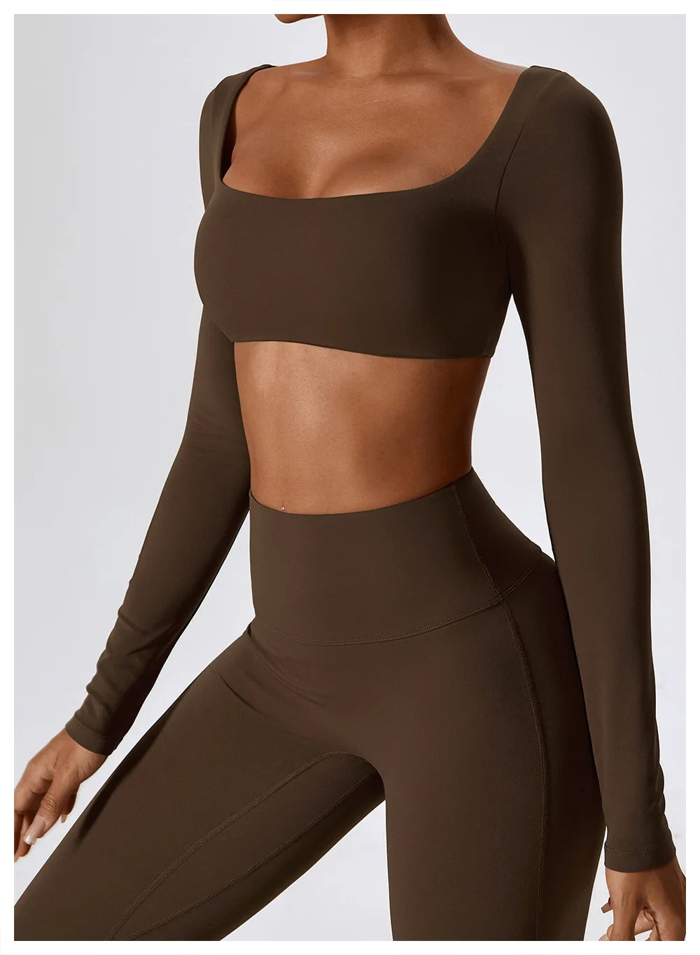 Yoga Shirts Fitness Long Sleeve Women Sport Crop Top Women Square Neck Gym Top Yoga T-Shirt Clothing Casual Quick Dry Sportswear