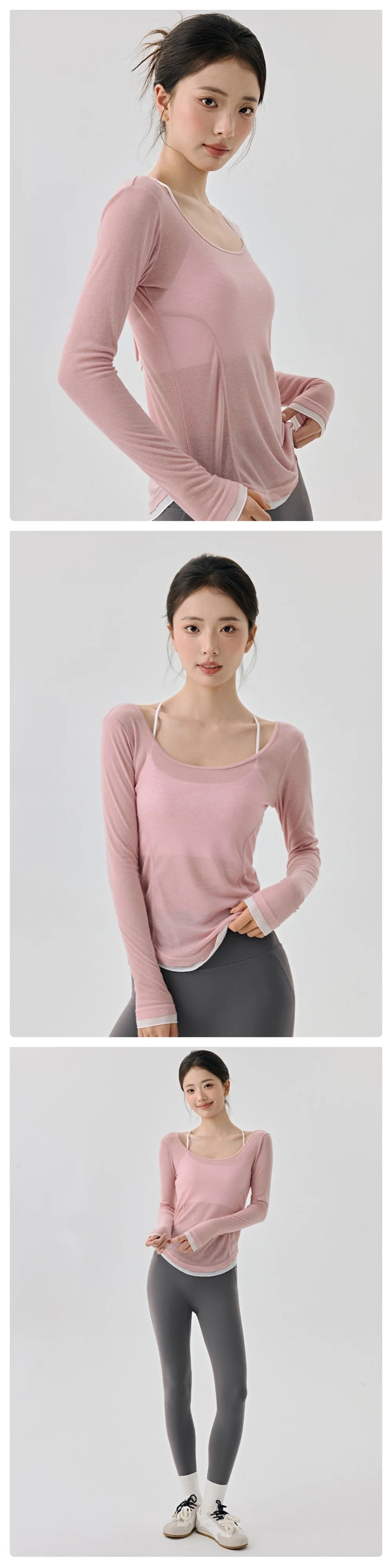 Women's Yoga Cover Up with Tie Back Design Long Sleeve Slim Fit Lightweight Shirt Sexy Back Revealing Gym Wear